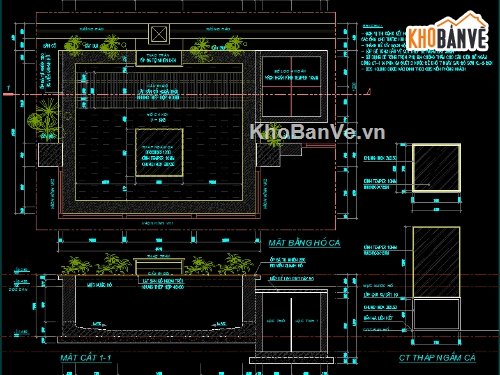 Bản Vẽ Cad Thiết Kế Bể Cá Koi Chi Tiết