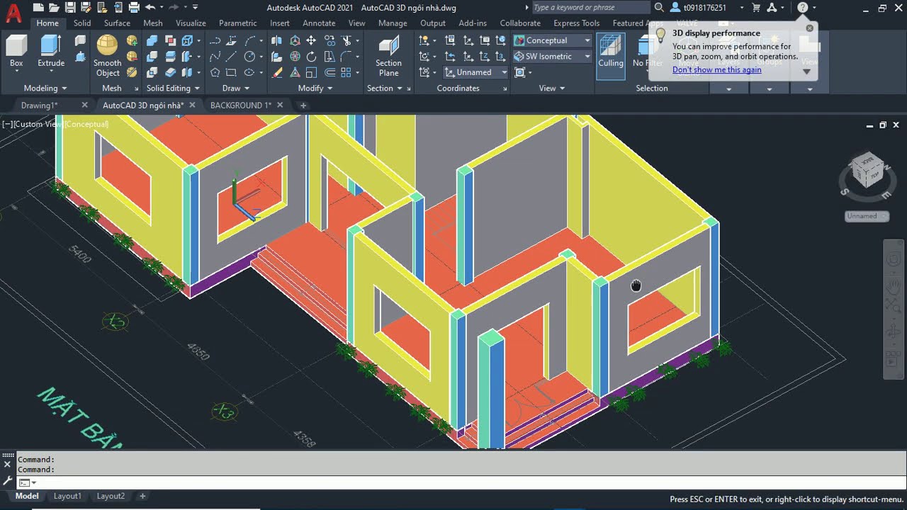 Hướng Dẫn Vẽ Autocad 3D Ngôi Nhà - Bài 2: Vẽ Tường Và Đục Lỗ Cửa Tầng 1  Trong Cad 3D - Youtube